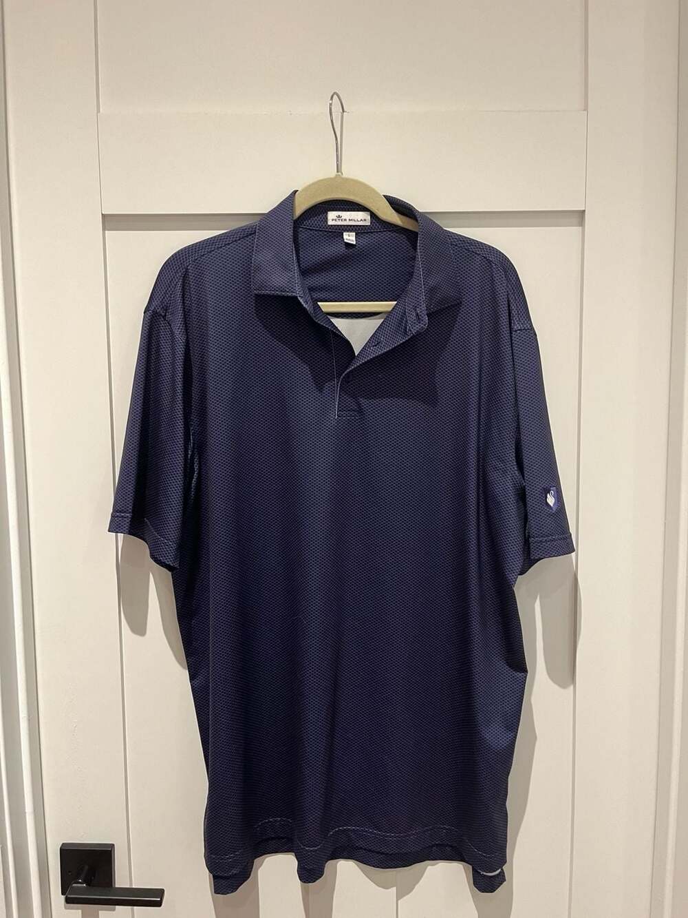 Peter Millar Men's Performance Textured Polo Shirt - Swarovski logo
